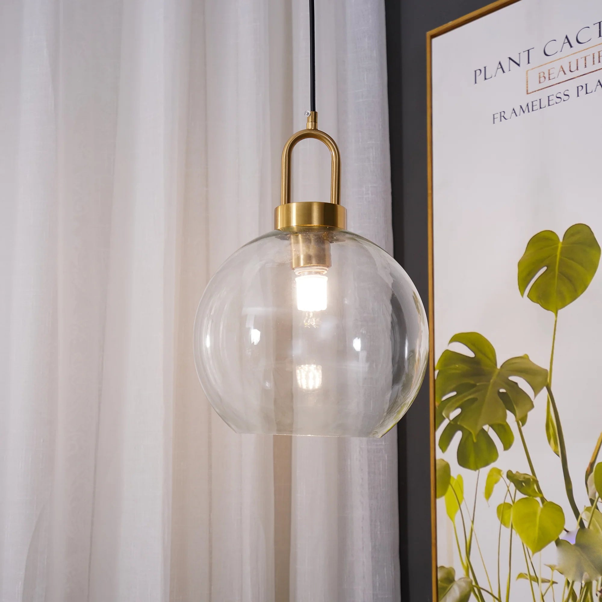 Lampe à Suspension Pendule Vintage en Verre