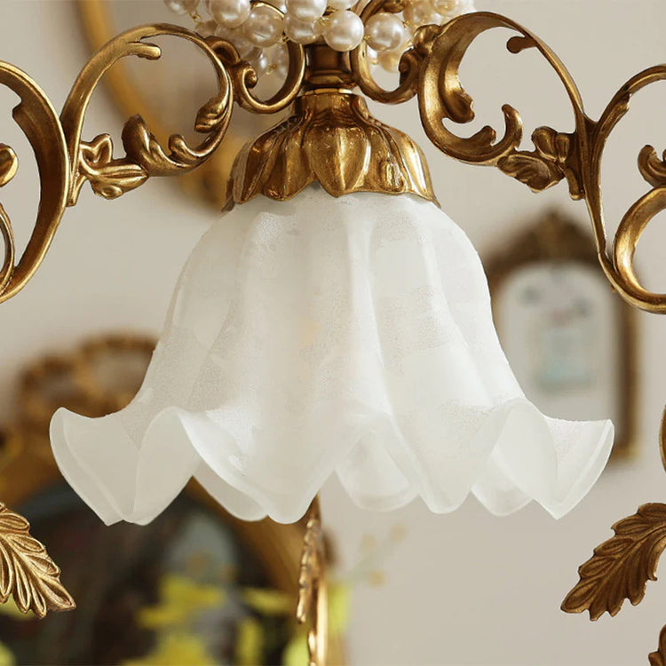 French Vintage Brass Crystal Pendant Lamp