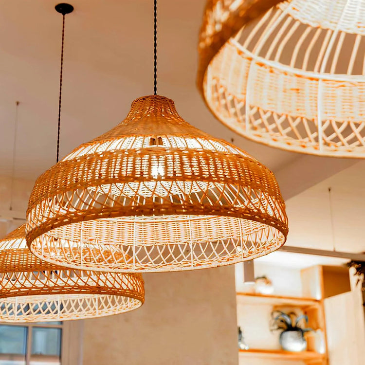 Trendy Dome Woven Rattan Pendel Light