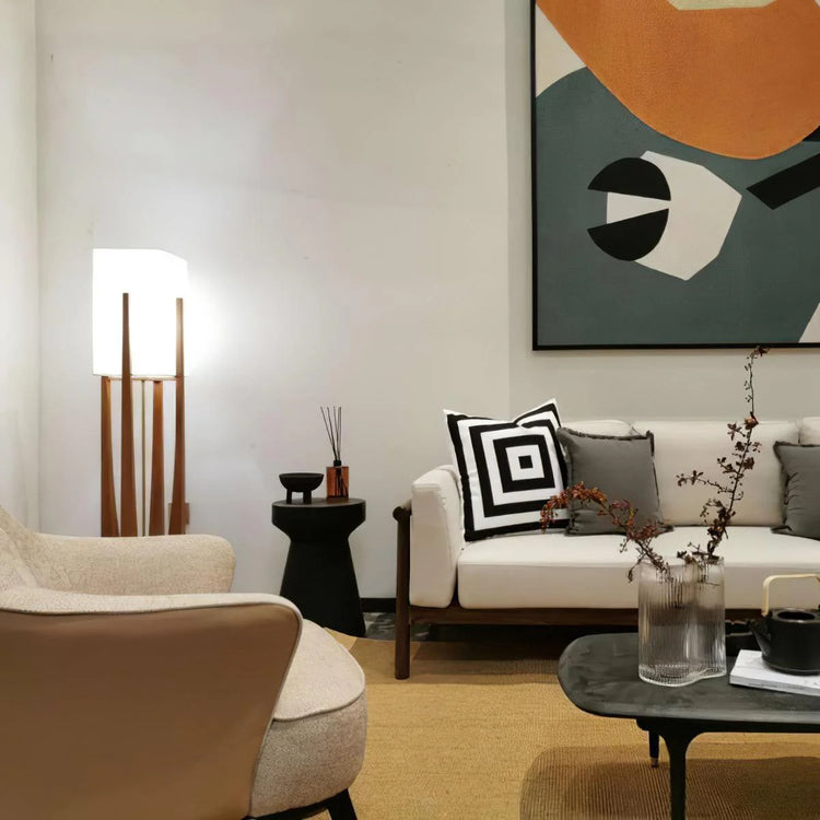 Rustik U-form stof gulvlampe