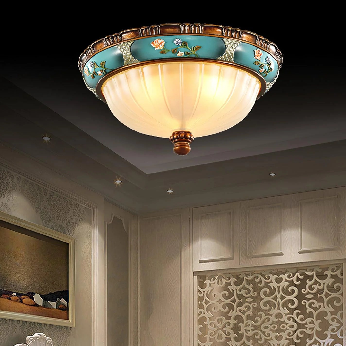 Oriental Half Round Resin Ceiling Light