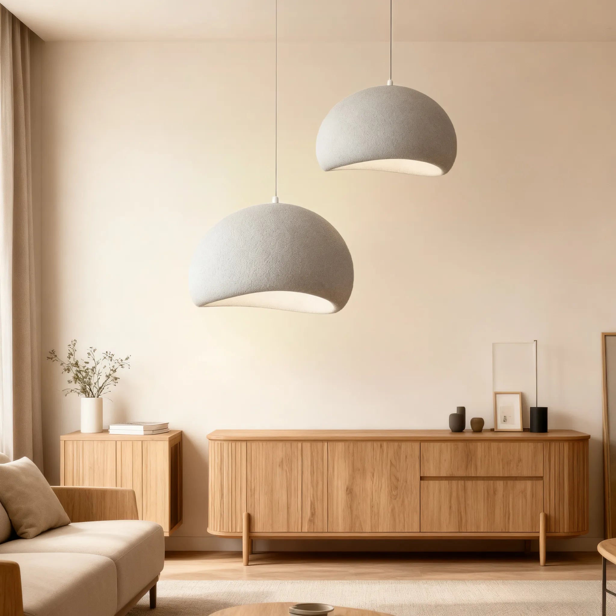Lampe à suspension en forme de nid d'oiseau de style japonais Wabi-Sabi
