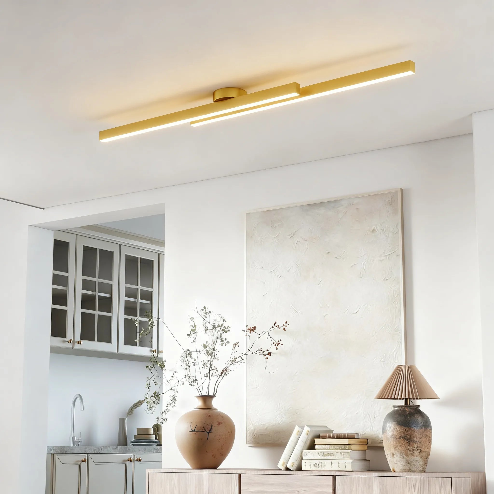 Moderne loftslampe i aluminium med lange bånd