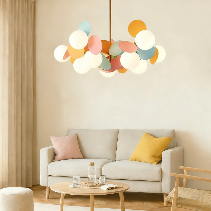 Modern Rounded Orbs Glass Chandelier