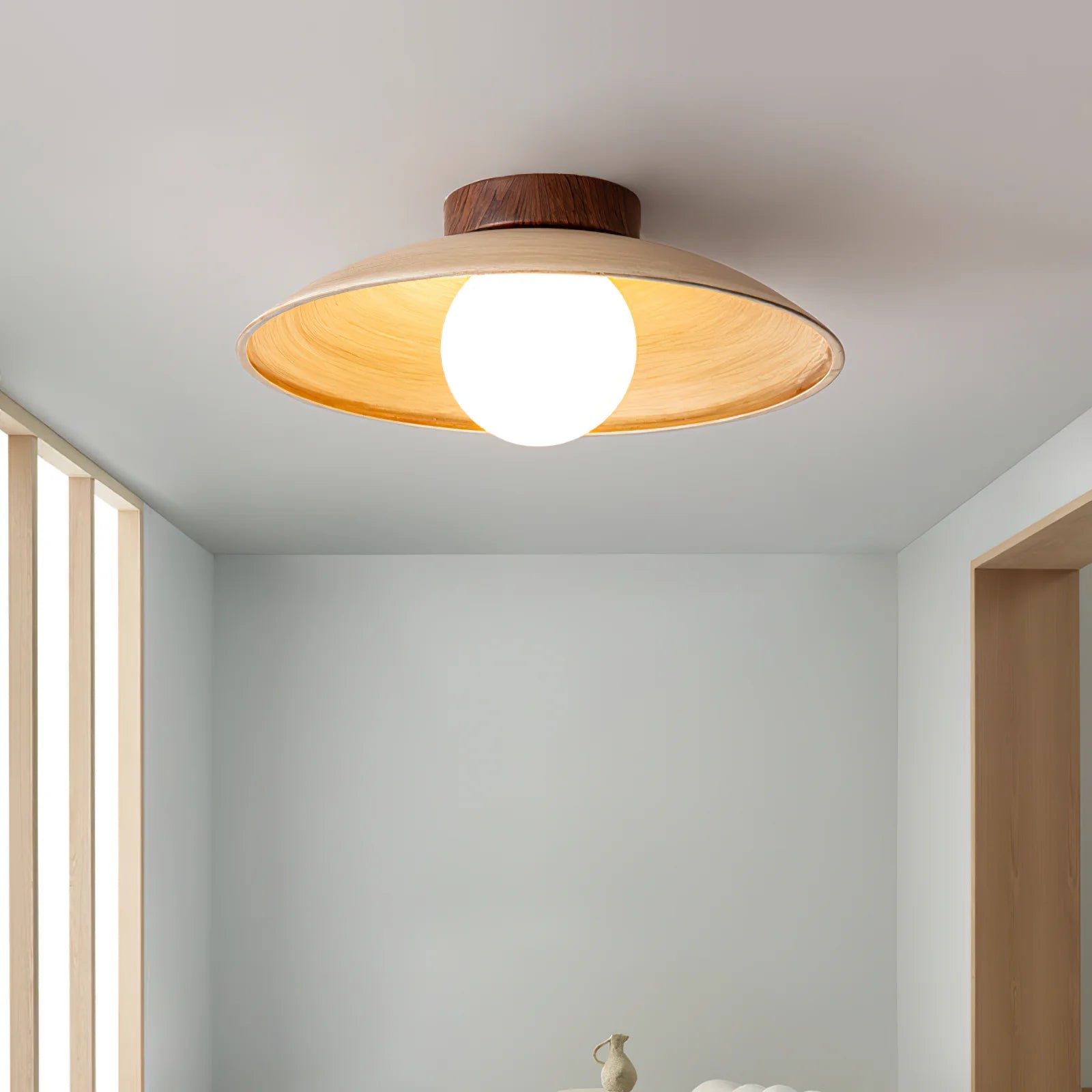 Plafonnier rond classique en bois