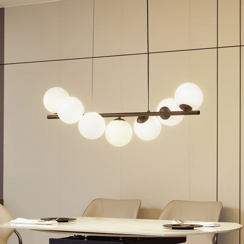 Lampadario a sospensione di design con sfere in vetro multiple