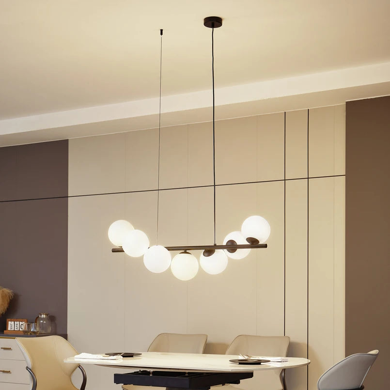 Lampadario a sospensione di design con sfere in vetro multiple