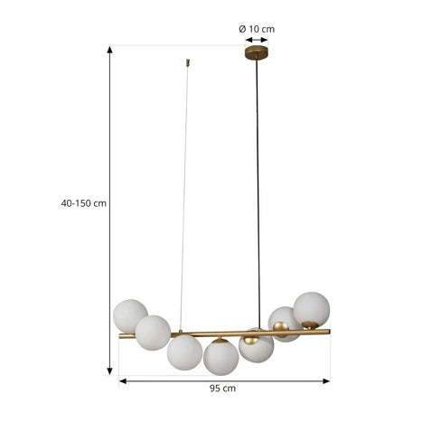 Lampadario a sospensione di design con sfere in vetro multiple