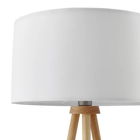 Lampadaire moderne avec pieds en bois et trépied