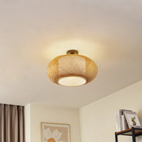 Trendy Round Sphere Bamboo Ceiling Light