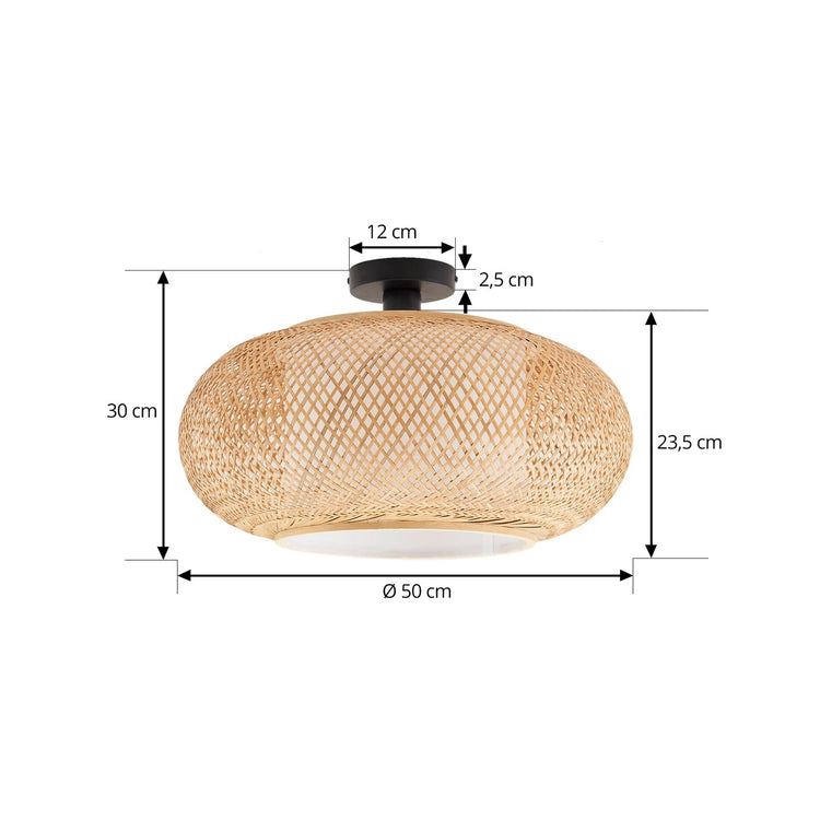 Trendy Round Sphere Bamboo Ceiling Light