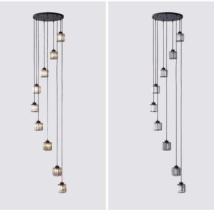 Lampadario vintage con scala in cristallo