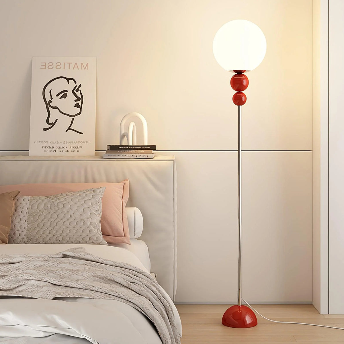 Minimalistisk kreativ blomsterknudcreme gulvlampe