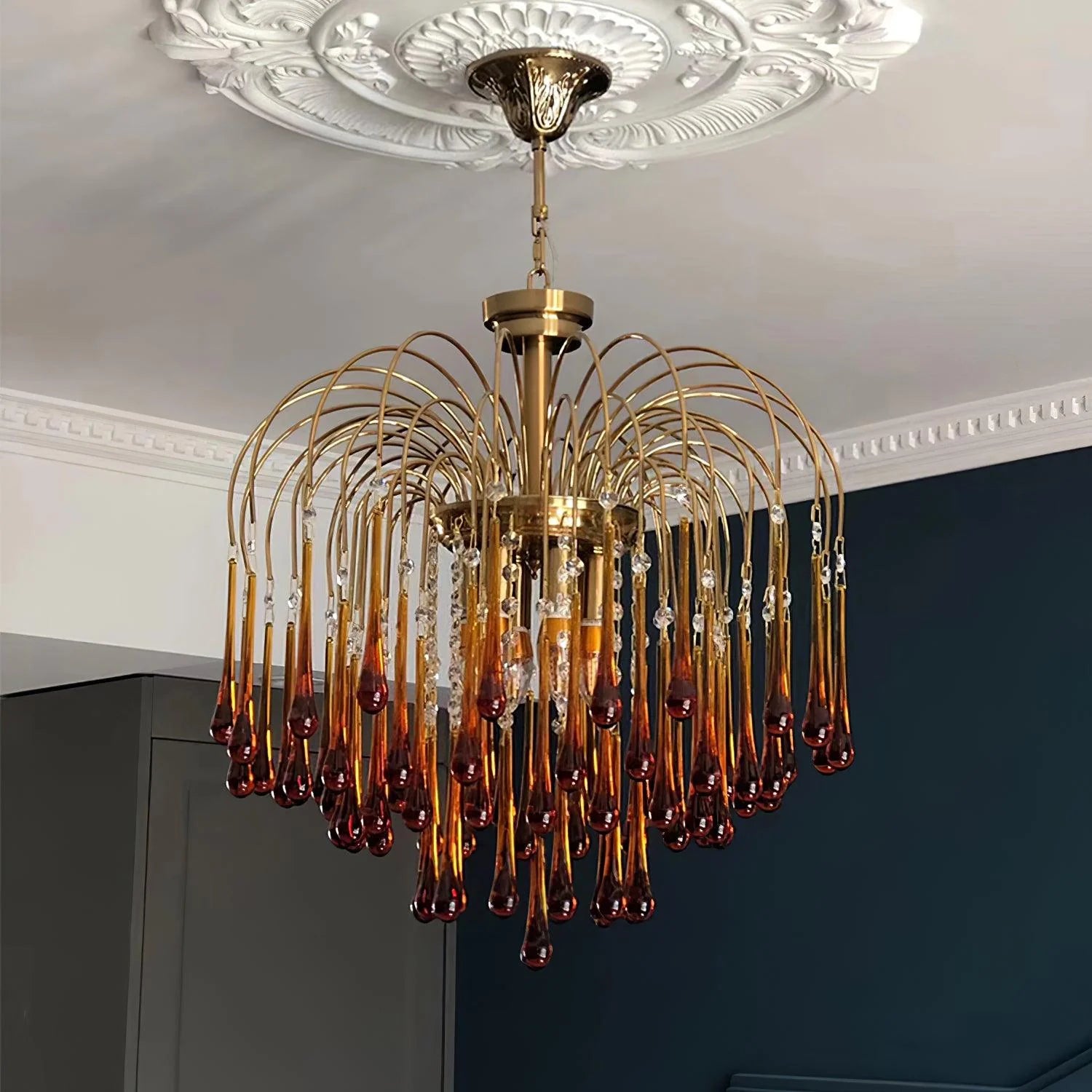 Classic Teardrop-Shaped Glass Chandelier