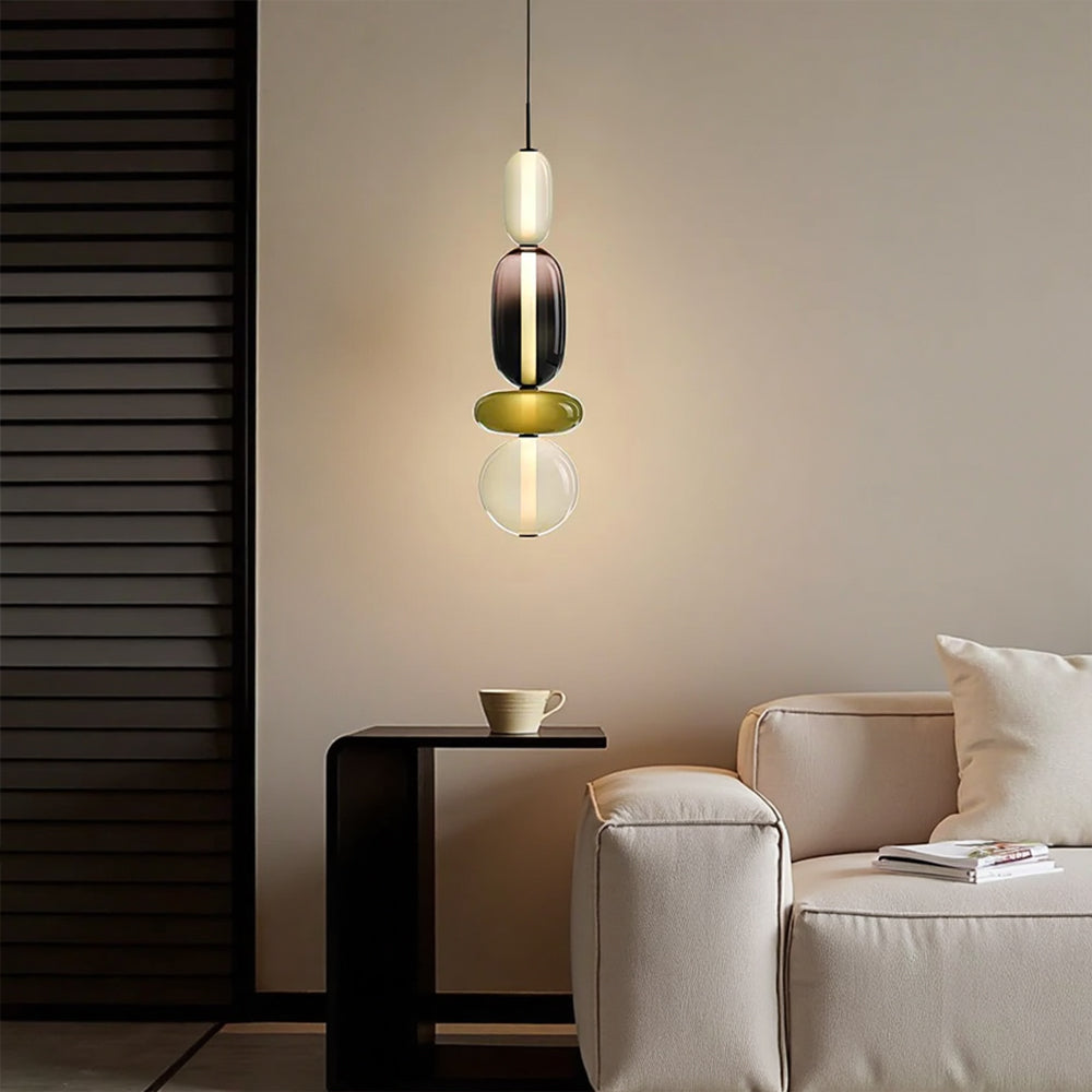 Elegante lampada a sospensione in vetro candito
