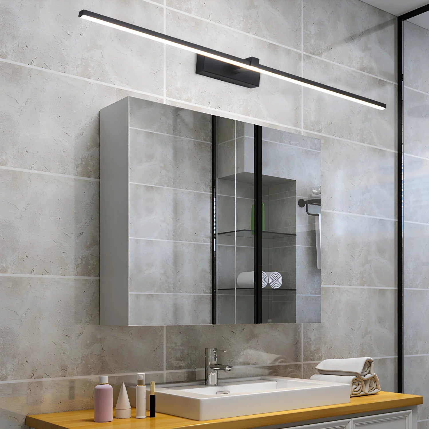 Applique murale miroir en aluminium mince et moderne