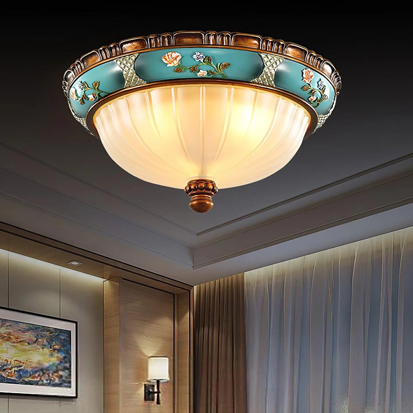 Oriental Half Round Resin Ceiling Light