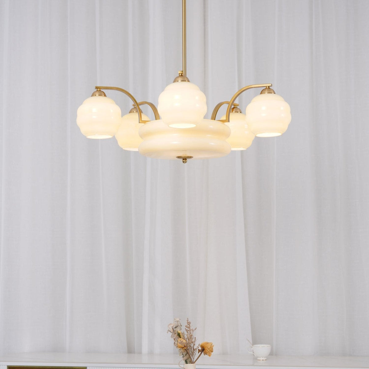 Opalin Art Deco lysekrone