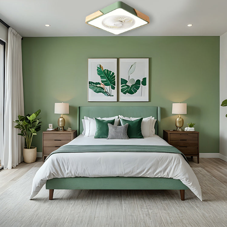 Moderne træloftsventilatorer med LED-lys