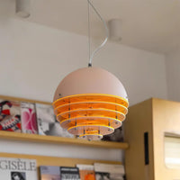 Lampada del ciondolo arancione Bauhaus della metà del secolo