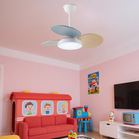 Macaron farverig runde loftsventilator med LED -lys