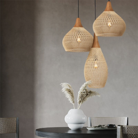Glarefusion Vintage Rattan Woven Chandelier