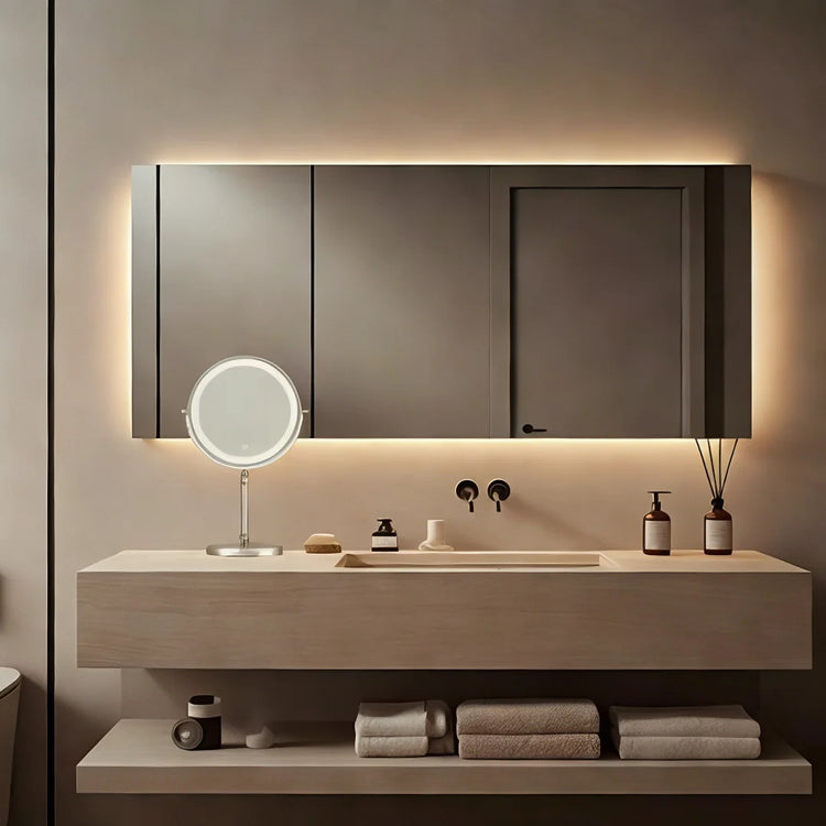 Glarefusion Tre-tonet dæmpende vægmonteret makeup spejl