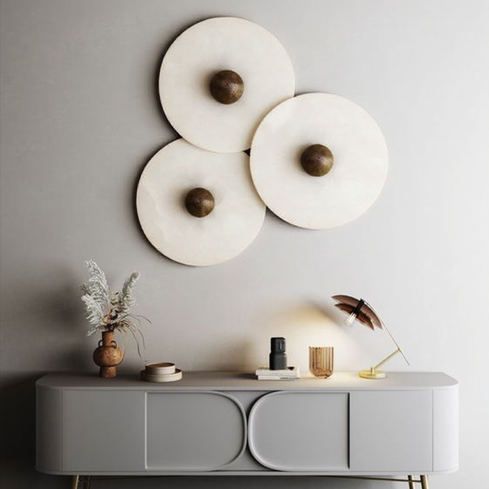 Moderne enkel rund alabaster væglys