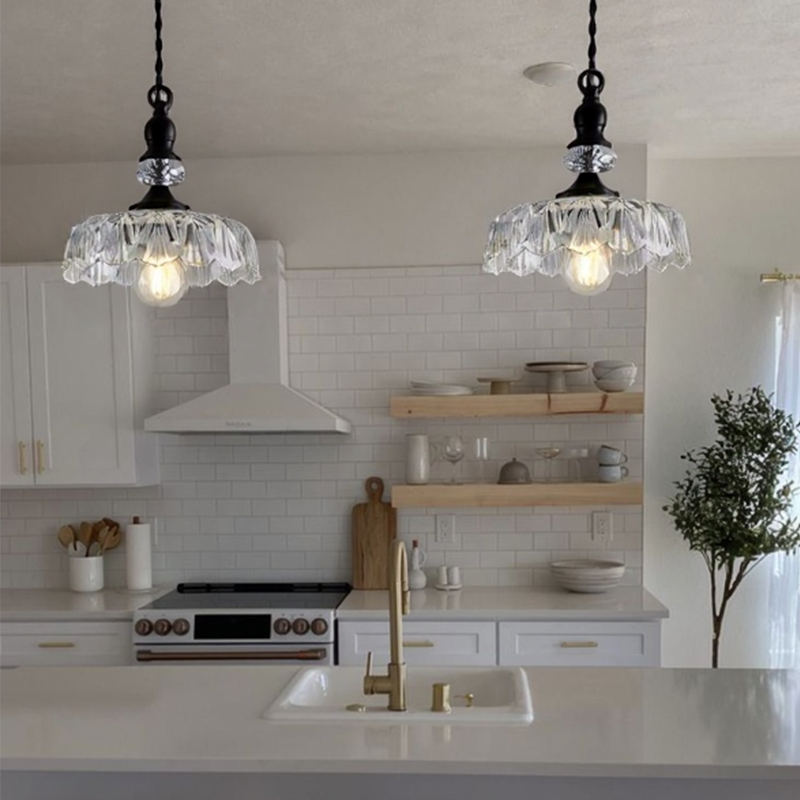 Luce a sospensione per fiori di vetro chic