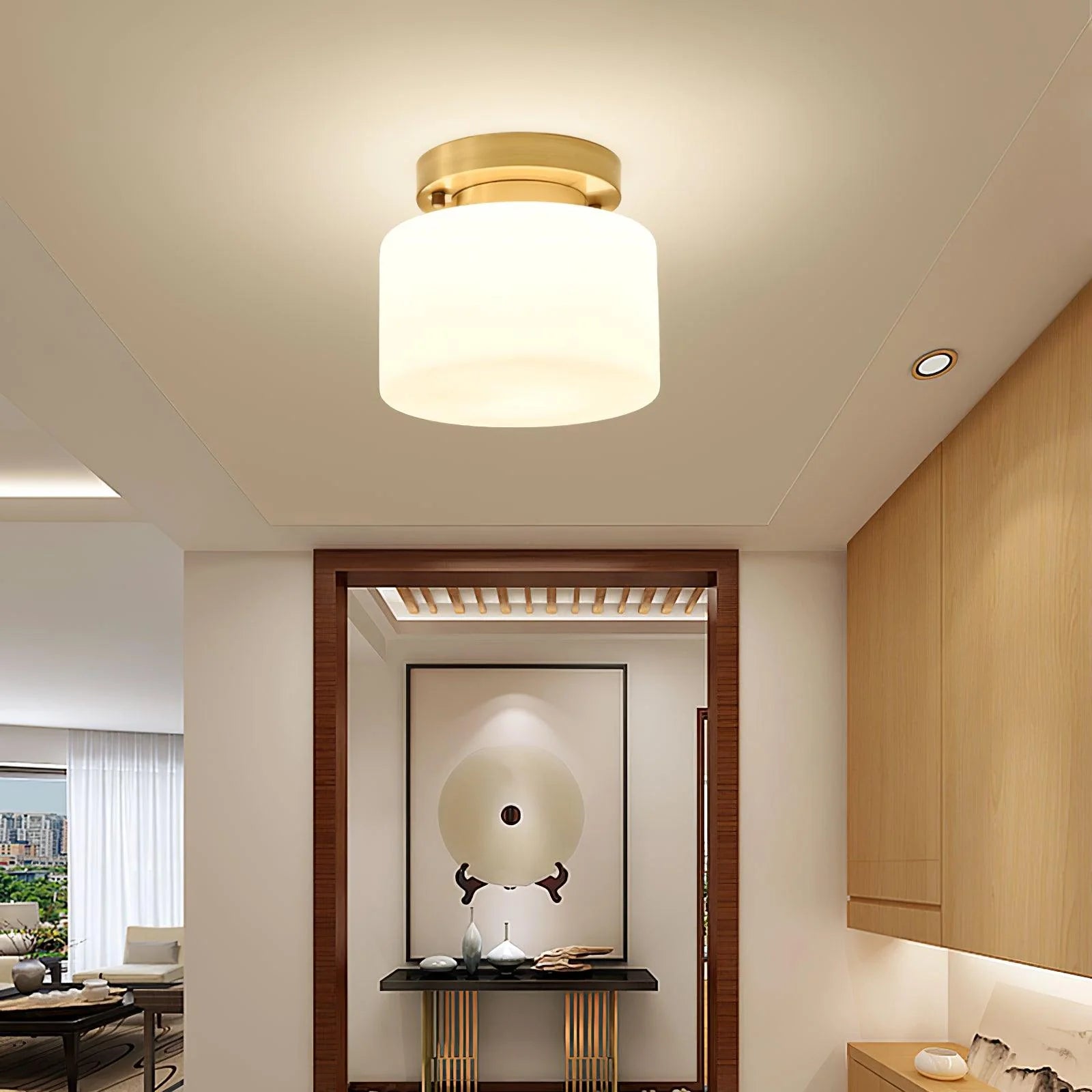 Modern Drum Glass Ceiling Light