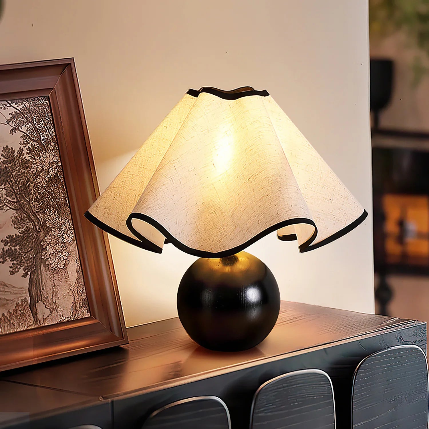 Lampe de table classique en tissu cloche