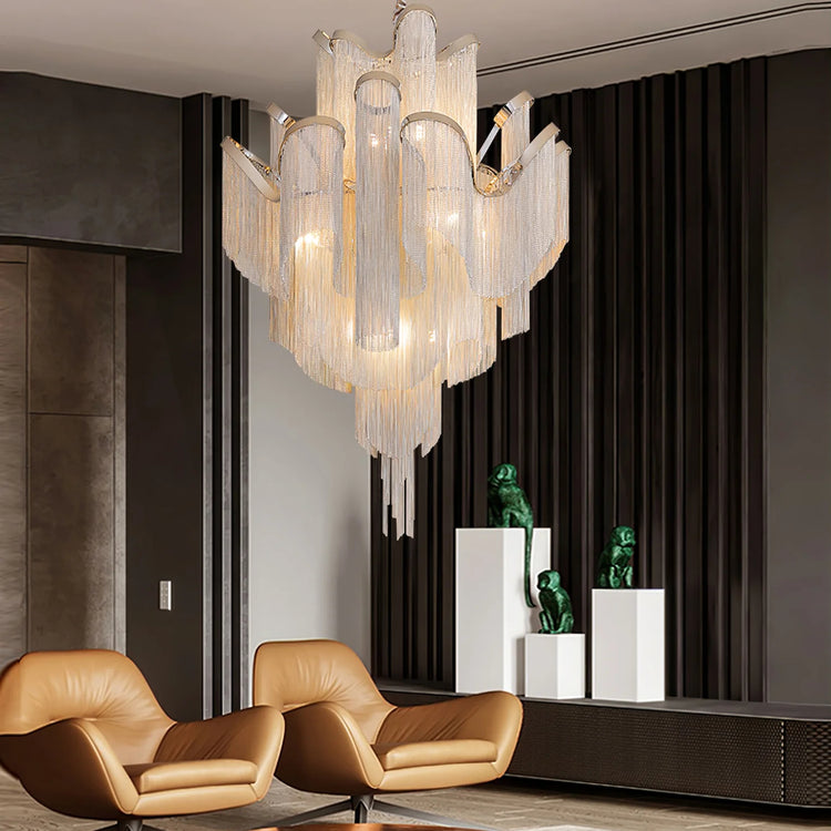 Classic Waterfall Aluminum Chain Chandelier