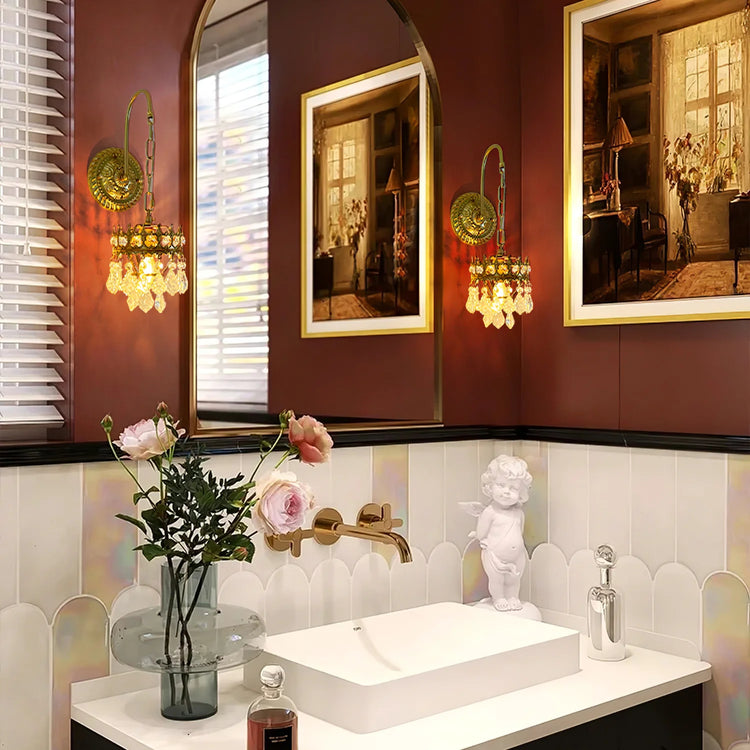 Vintage Crown Crystal Væglampe