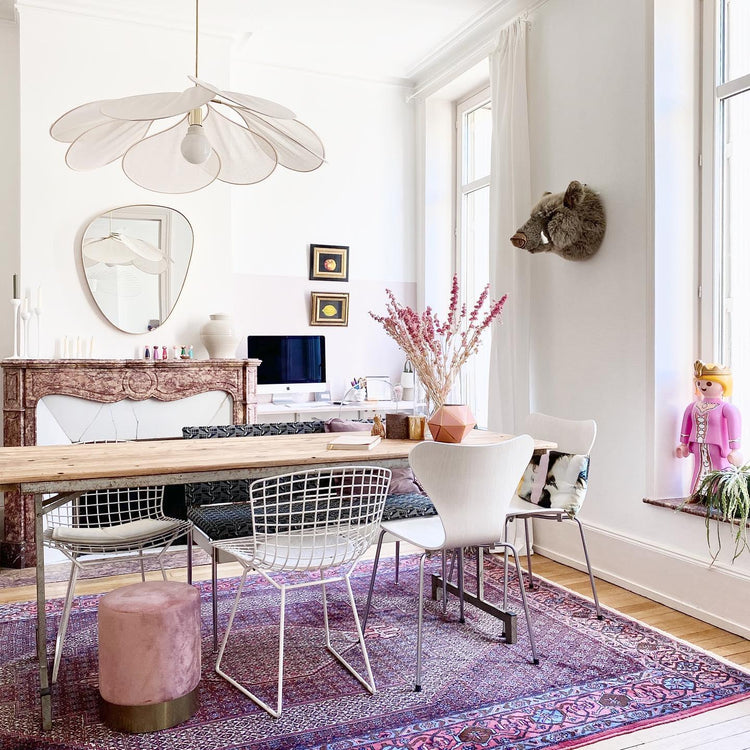 Stilfuldt blomsterdesign stof pendel lys