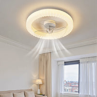 Hvid runde designloftventilator med LED -lys