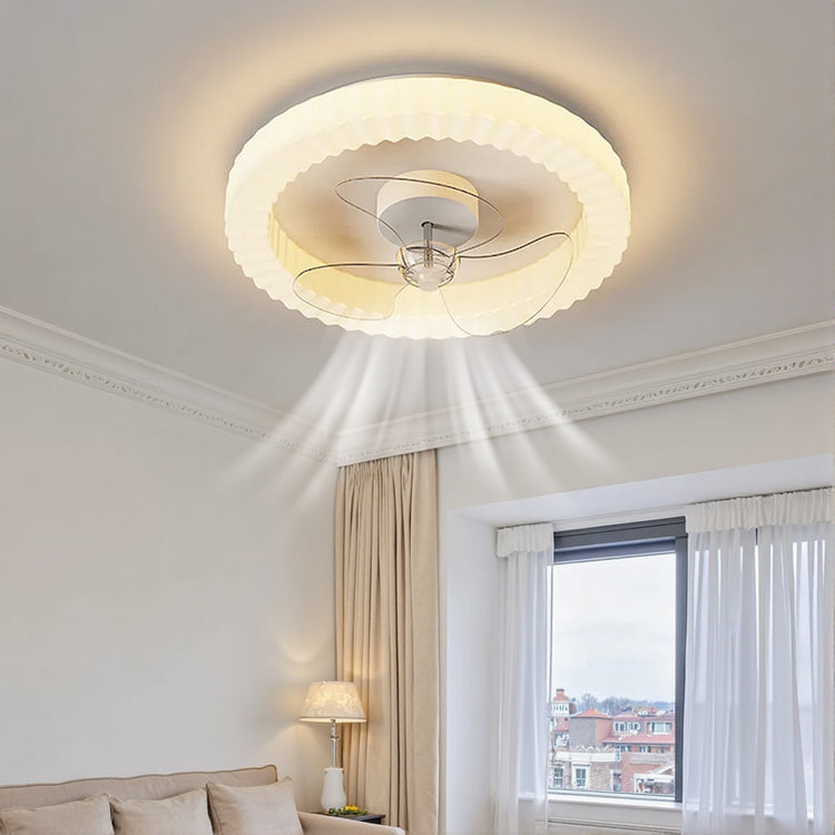 Hvid Rund Design Loftsventilator Med LED-lys