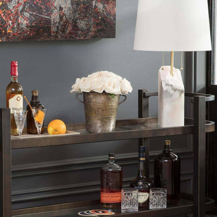 Moderne rektangulær alabast bordlampe