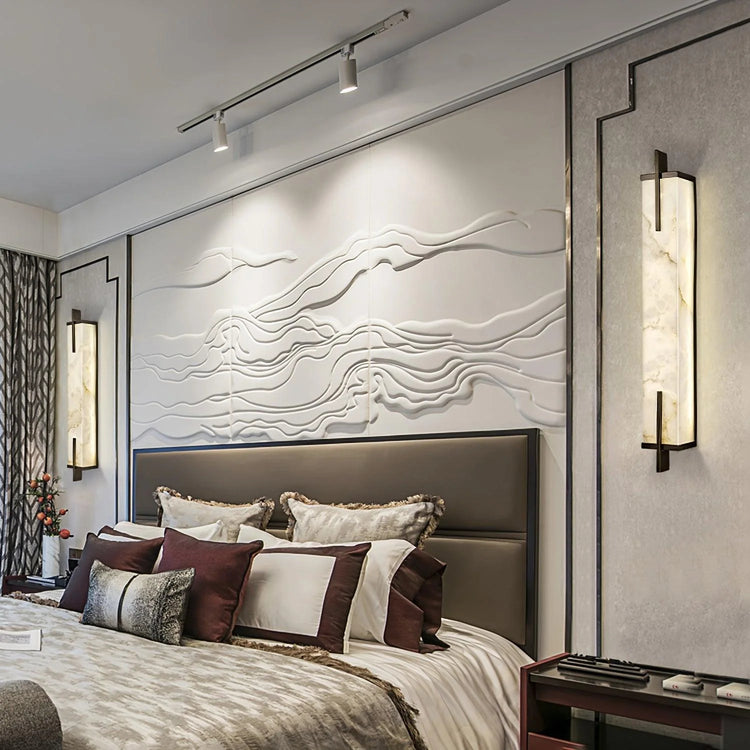 Moderne rektangulært panel marmor væglampe