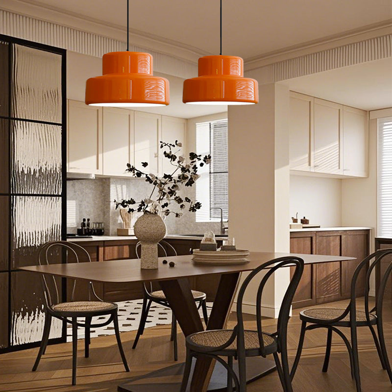 Moderne Vintage Bauhaus Orange Pendelleuchte