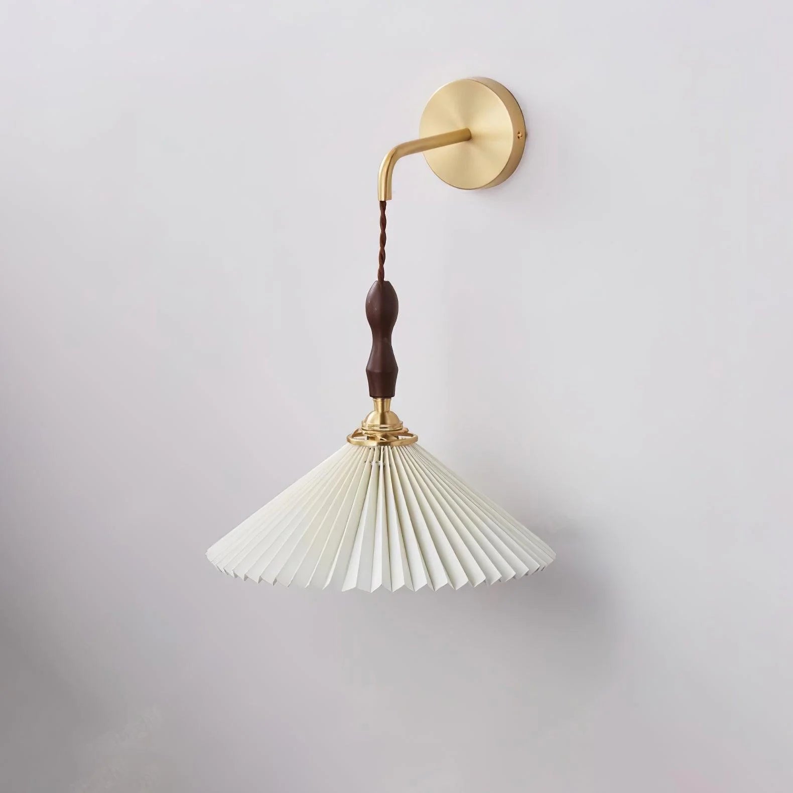 Modern Pleated Walnut Wall Lamp