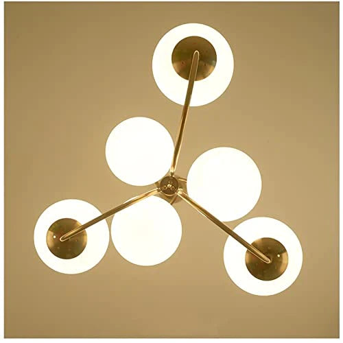 Vintage Metal Framed Glass Chandelier