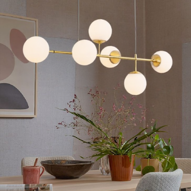 Moderna lampada a sospensione a sfera in vetro