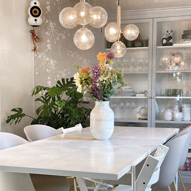 Moderne rund lille pendel i glas