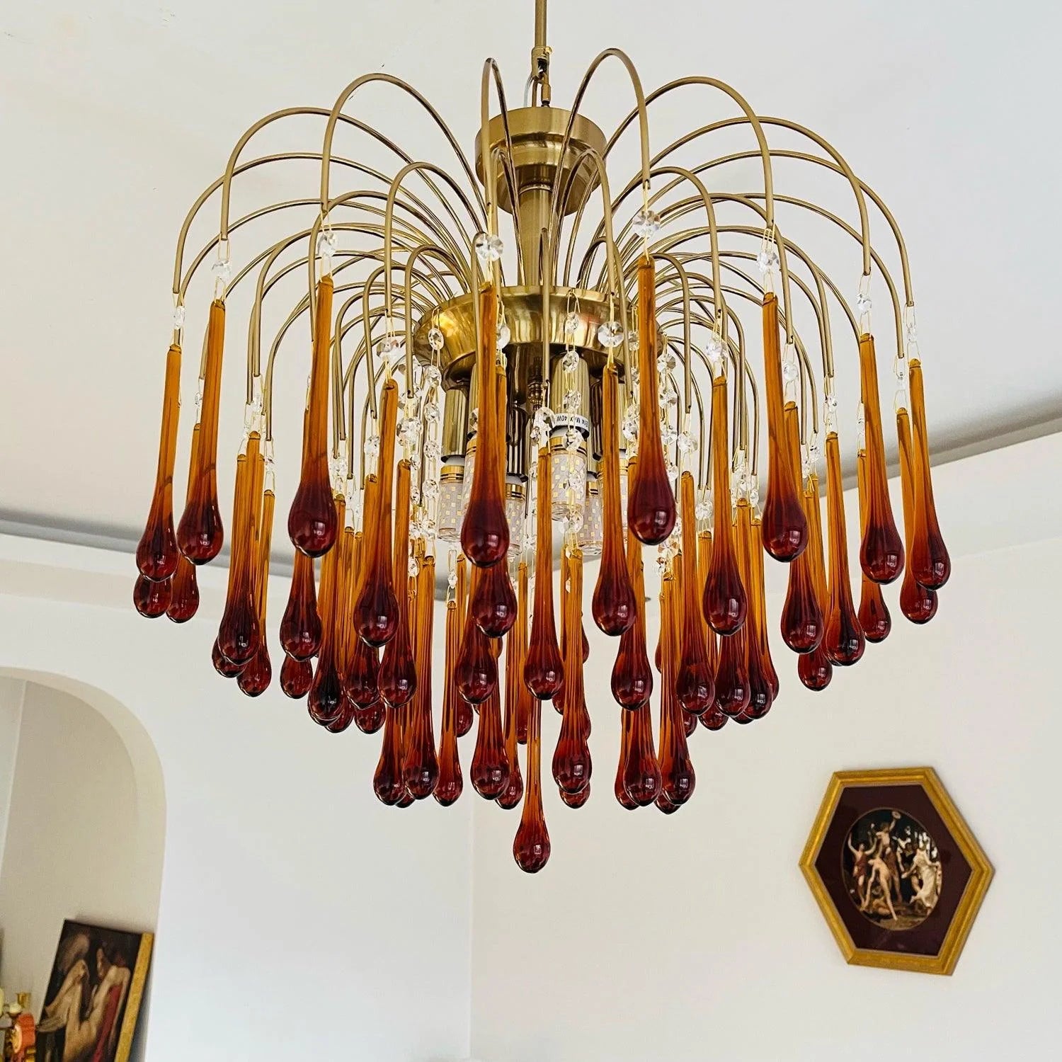 Classic Teardrop-Shaped Glass Chandelier