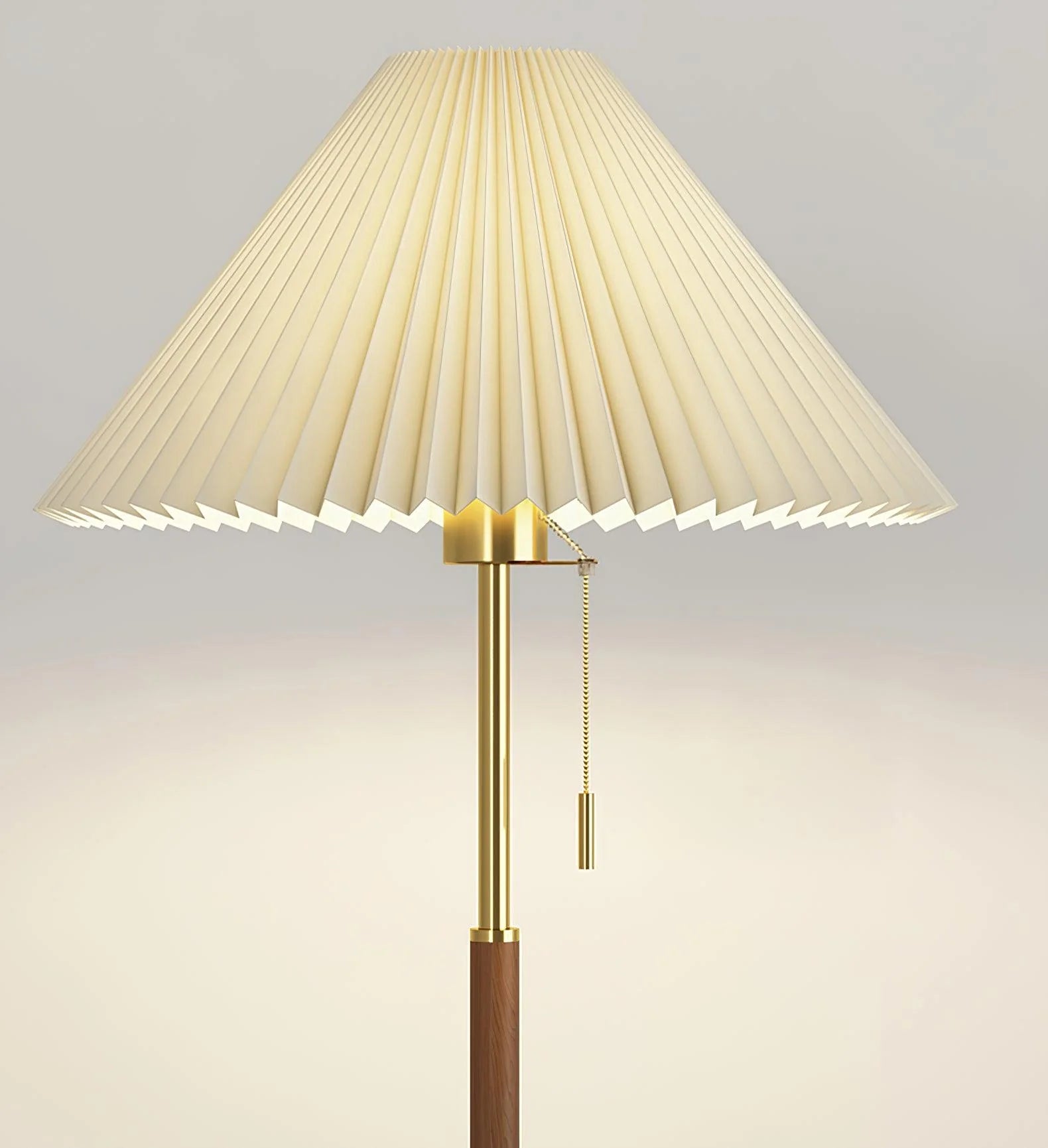 Lampadaire rétro en tissu à cône incurvé
