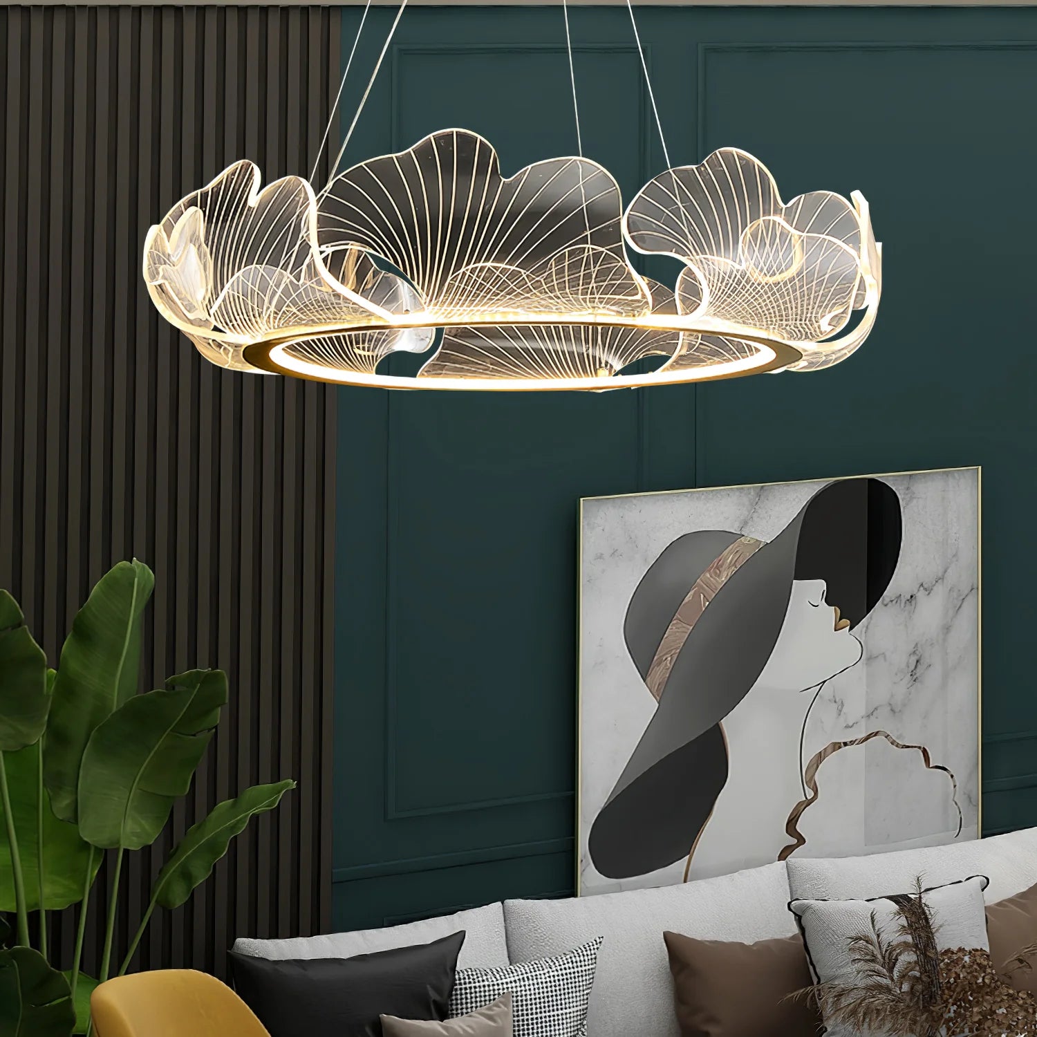 Lustre rond en acrylique océanique