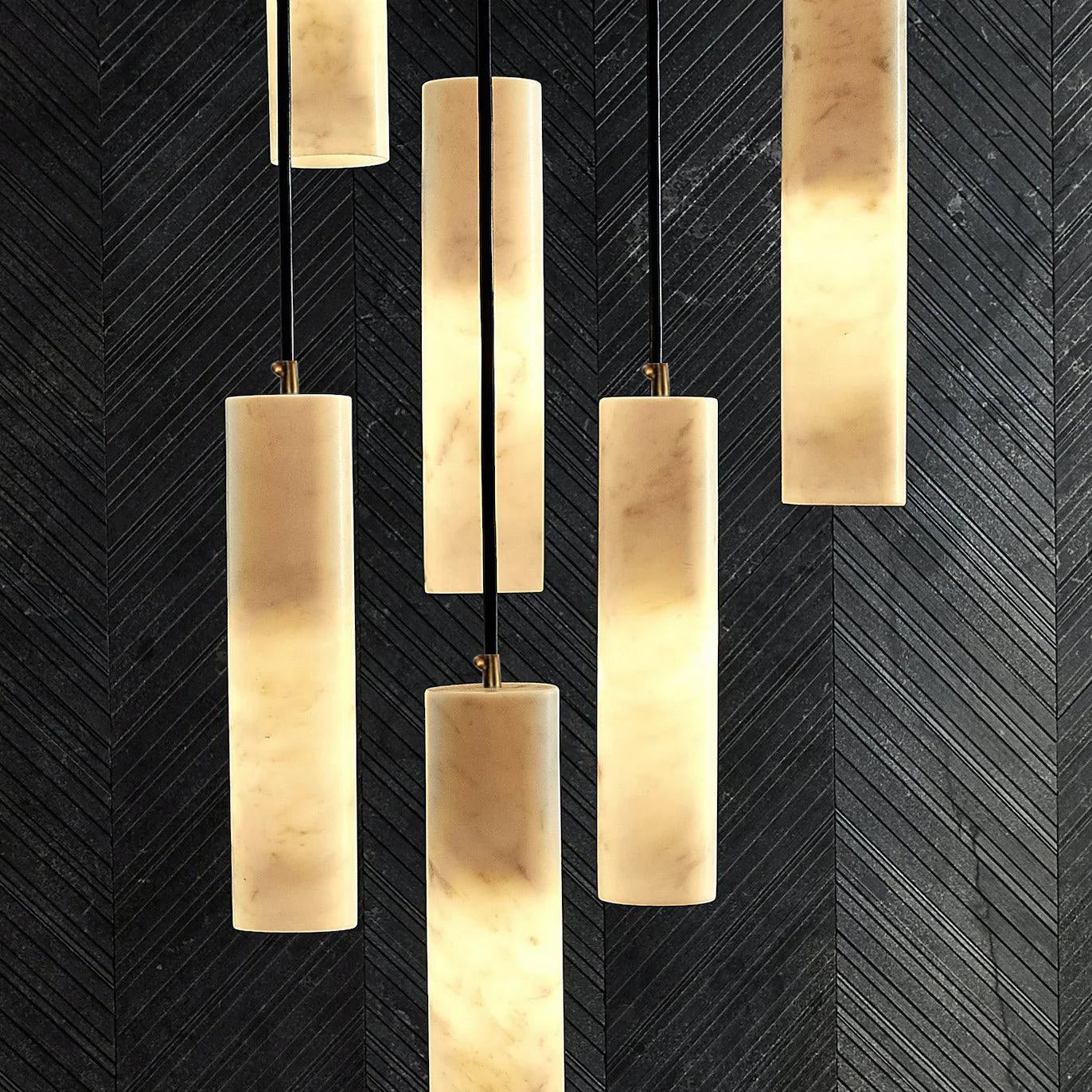 Lampe à suspension élégante en marbre cylindrique