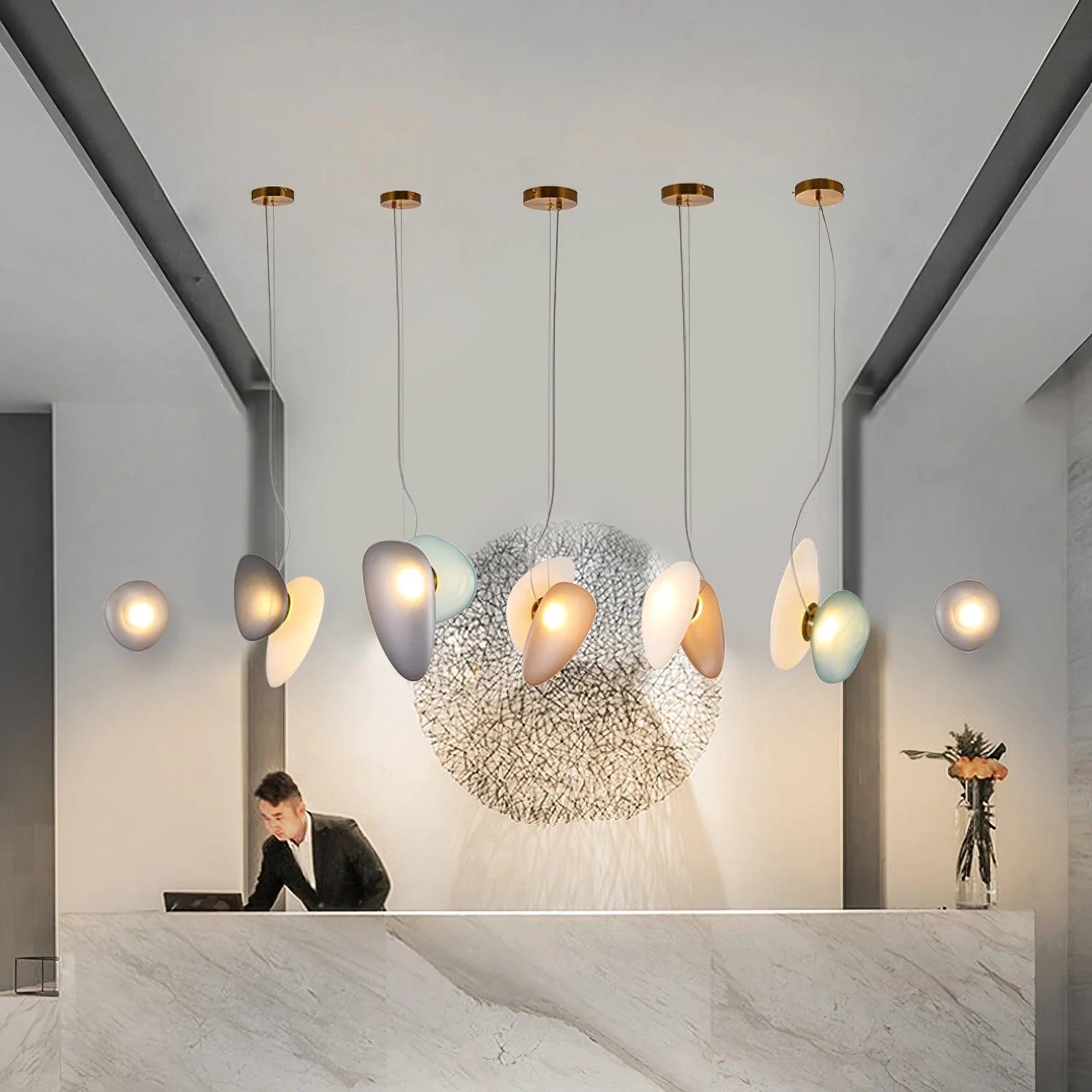 Lampe à suspension ovale en verre élégante