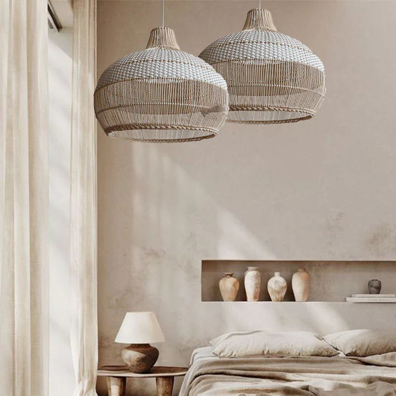 Natural Wicker Island Hanging Light