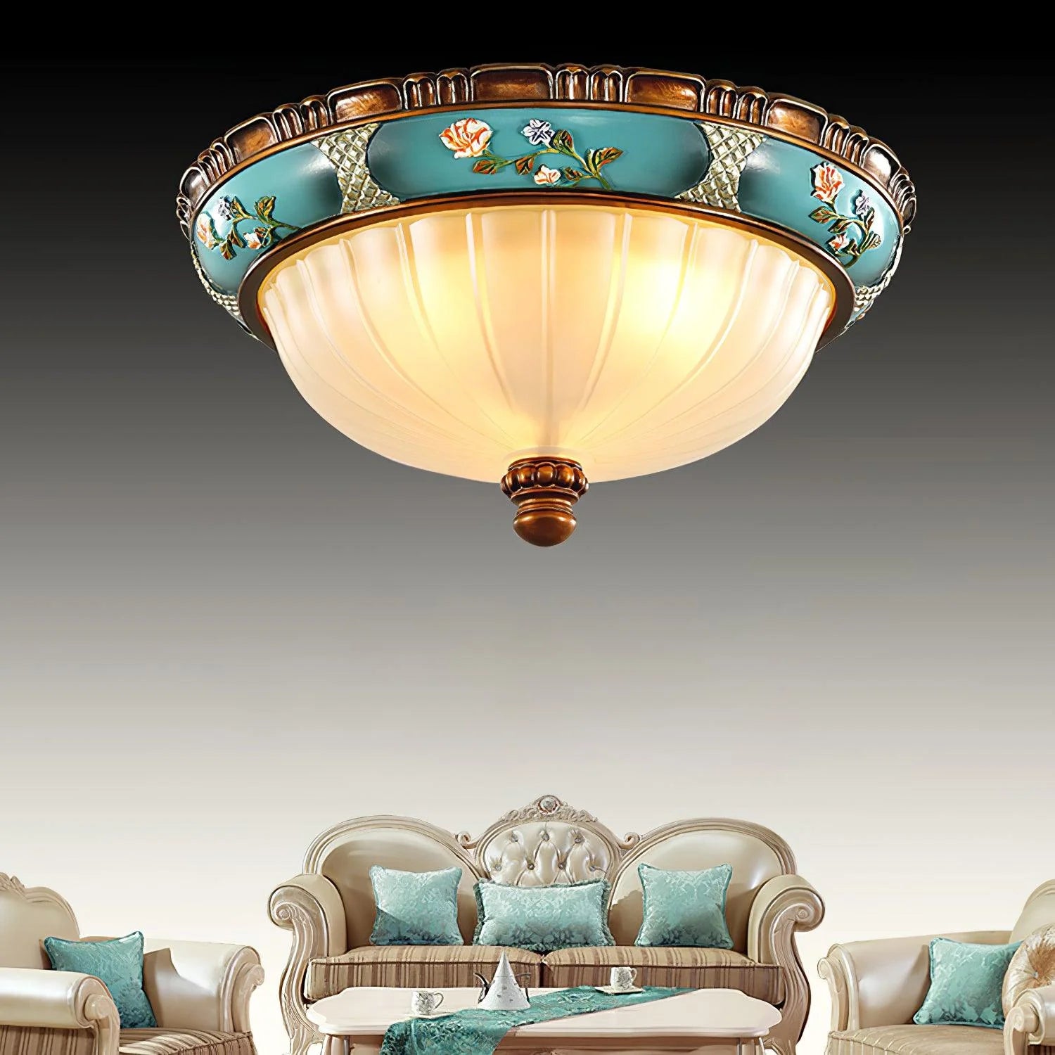 Oriental Half Round Resin Ceiling Light